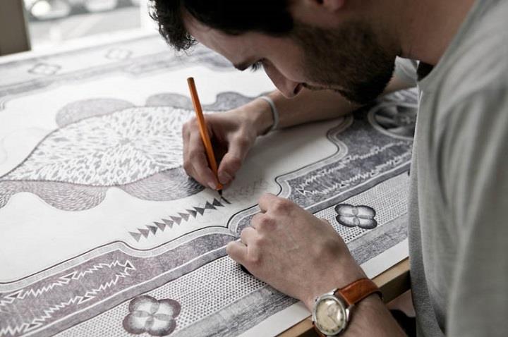 Jonathan Bréchignac - carpet drawing process