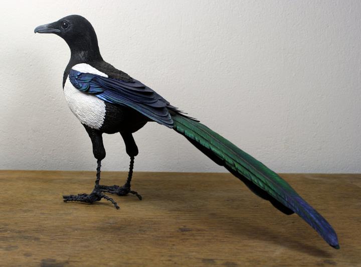 Zack Mclaughlin - handmade_clay__paper_and_wire_magpie